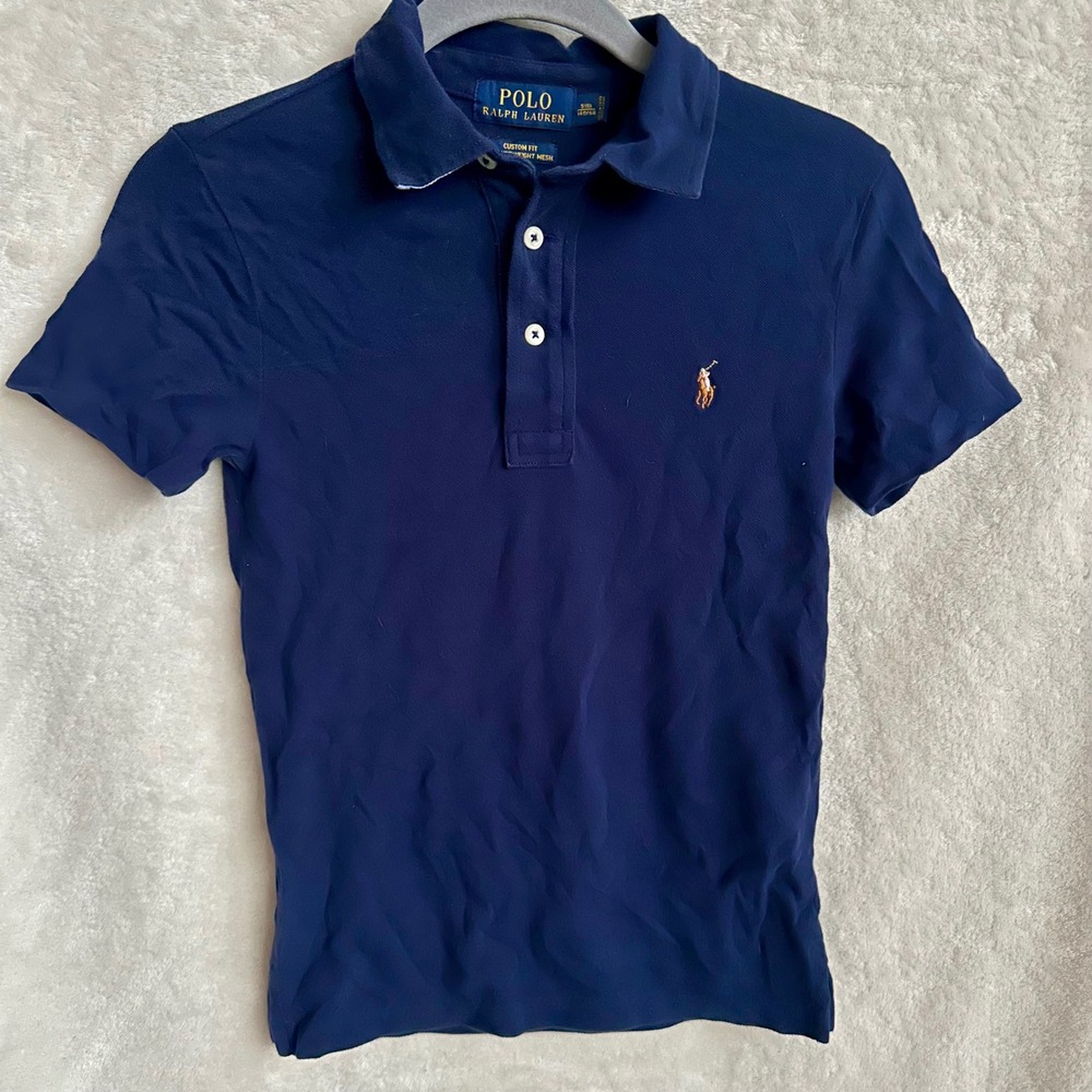 Polo Ralph Lauren Navy Featherweight Mesh Custom Fit Polo Shirt Boys Size 8